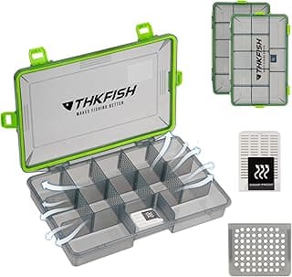 THKFISH Waterproof Tackle Box, 2PCS 3600 Tackle Tray,Fishing Tackle Box Transparent Organizer with Removable Dividers, Terminal Fishing Tackle and Lure Box image