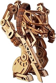 3D Wooden Puzzle DIY Robot Mechanical Armor Model Wood Craft Kit Laser-Cut Kits Engineering Gears Set Assembly image