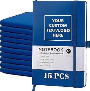 Personalized Notebook-Can Engrave Logo/Text/Image, Customizable A5 Journal Notebook Daily Journals For Writing-192 Lined Pages 8.5 x 5.71 Inch,deep blue,15 pcs image