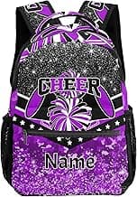 Personalized Sport Bag Cheer Purple Cheerleader Laptop Backpack Casual School Backpack for Women Men Gift image