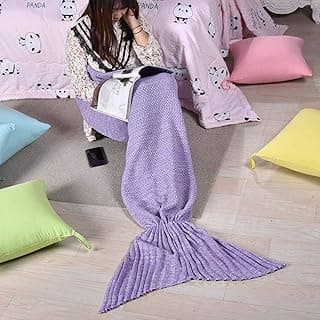 Soft Knitted Mermaid Tail Blanket - Warm and Anti-Slip - Ideal for Adults, Teens, and Girls - All-Season, 90x180cm for Women image