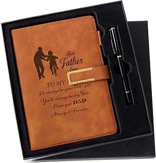 Leather Journal Gift for Dad Custom Notebook for Dad from Daughter Personalized Journal A5 Travel Diary Vintage Leather Sketchbook Fathers Day Christmas for Father Perfect Gifts Box Set with Pen image