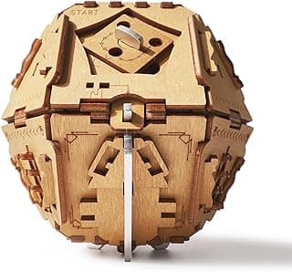 Puzzle Box - 3D Brain Teaser Puzzle for Adults - Wooden Treasure Chest - Money Puzzle Box for Cash Gift - Escape Room Game - Philosopher's Stone (Metal) image
