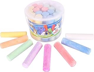 Sunny Days Entertainment Sidewalk Chalk Set for Kids with Storage, Washable, Jumbo Colored Chalk for Outdoor Play and Chalkboard Art - Ages 3+ (20 Pieces, Multicolor)