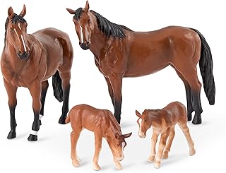 Terra by Battat - 4 Pcs Horse Toys - Realistic Horse Figurines - Plastic Animal Family Set - Farm Toys for Kids 3+ – Horse Gift & Party Favors Decorations image