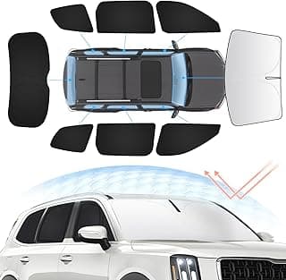8PCS Windshield Sun Shade Kit for Kia Telluride 2020-2024 Full Privacy Side Rear Window Shade Cover Foldable Sun Visor Protector Blocks UV&Heat Telluride Interior Accessories image