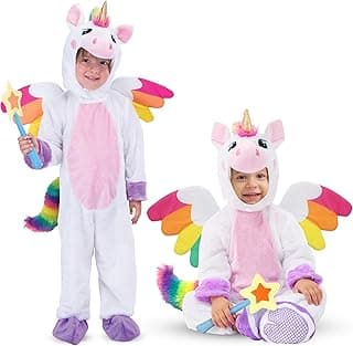 Spooktacular Creations Baby Unicorn Costume, Jumpsuit with Wings and Star Wand for Kids, Toddler Halloween Dress Up Party image