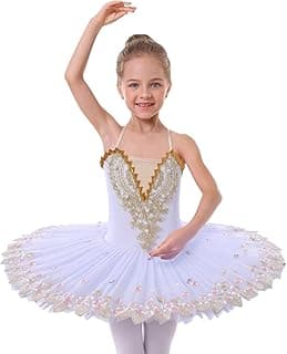 Ballet Leotards for Girls with Platter Tutu Professional Hard Organdy Camisole Skirt Swan Lake Feather Hem Dancewear image