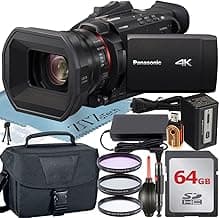 Panasonic HC-X1500 4K Professional Camcorder with WiFi + Case + 64GB Memory Card Accesory Bundle, Black
