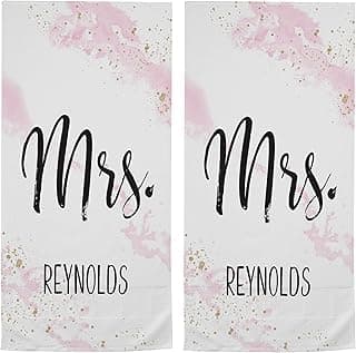 Let's Make Memories Personalized Beach Towel Set of 2 - Just Married - for Couples - Newlyweds - Honeymoon - Destination Wedding - Custom Message - Mr. - Mrs. - Oversized - Pink