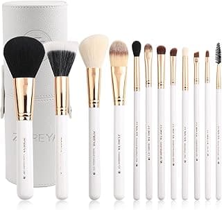 Travel Makeup Brush Set White 12pcs Makeup Brushes Premium Synthetic Hair Professional Foundation Powder Contour Blush Cosmetic Eye Brush Sets With Holder image