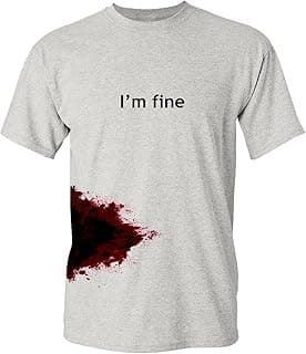 I'm Fine Movie Halloween Zombie Shark Bite Graphic Novelty Very Funny T Shirt