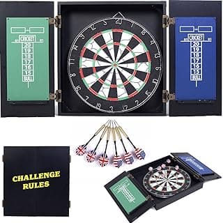 Goplus Dartboard and Cabinet Sets Ready-to-Play Bundle with Bristle Dartboard Complete with All Accessories image