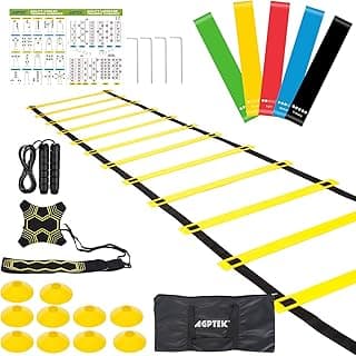 AGPTEK Agility Training Equipment Set, Agility Ladder Speed Soccer Kick Trainer Cones Jump Rope Resistance Bands Exercise Workout Equipment Boost Fitness & Increase Quick Footwork