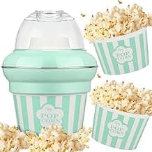 Hot Air Popcorn Popper Maker with Double Bucket Popcorn Machine 2 Min Fast No Oil 5.3 Quarts 1100w High Popping Rate for Home image