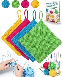 Katech Knitting Kit for Beginners-Learn to Knit Dishcloth-Beginner Knitting Kit for Adults Kids with Knitting Book, Knitting Needles,Beginner Yarn, Yarn Needle, Craft Kits Gift (Beginner to Expert) image