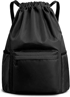 ZAYOKO Drawstring Backpack Waterproof Gym String Bag for Women Men, Pull String Sport Soccer Basketball Bags image