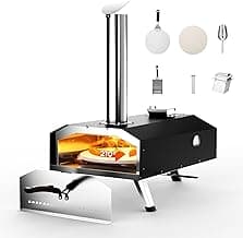 12" Wood Pellet Outdoor Pizza Oven,Wood Fired Portable Pizza Maker with Rotatable Pizza Stone, Countertop Pizza Grill for Backyard and Outside, Black image