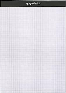 Amazon Basics Quad-Ruled Graph Paper Pad, Pack of 2, 8.5 Inch x 11.75 Inch, 100 Sheets/Pad, White image