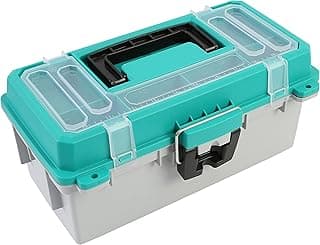Sheffield 12671 13" Tackle Box, Fishing Gear Organizer for Fly Fishing, Flip-Up Lid, Lift-Out Tray, Stackable Storage, Made In USA image