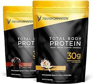 Transformation Chocolate & Vanilla Protein Powder | 30G Multi-Protein Superblend | Collagen Peptides, Egg White & Plant Blend | MCT Oil | BCAA Amino Acids | Probiotics & Enzymes | Low Carb Shake