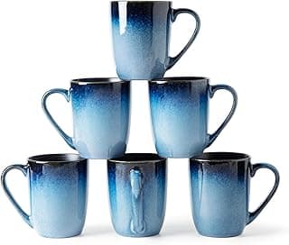 MONITO 14 OZ Coffee Mugs Set of 6, Large Ceramic Coffee Mugs，Modern Coffee Mugs Set with handle for Tea/Latte/Cappuccino/Milk/Cocoa, Funny Tea Cups for Office and Home, Engagement Gifts… image