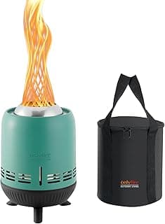 ONLYFIRE OUTDOOR LIVING Tabletop Fire Pit Burning Woods/Pellets, Portable Small Fireplace with Storage Bag for Camping Tailgating RV Patio Backyard, Smokeless Camping Stove 9.5", FP055 Blue