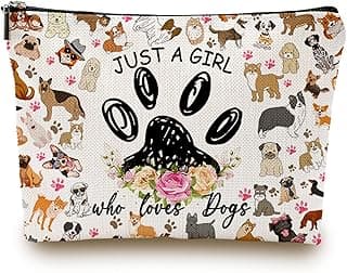 Dog Themed Gifts for Women - Birthday Gifts Women - Animal Lovers Pet Makeup Bag Zipper Cosmetic Pouch Bag Travel Linen Makeup Organizer image