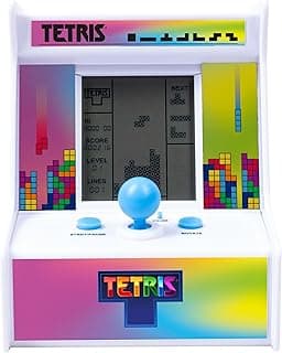 Tetris Desktop Arcade Game. Retro Inspired Mini Arcade Game. Includes 2 Game Modes, Marathon & Sprint. 15 Levels. Classic Tetris Gameplay. Battery Powered. Officially Licensed Tetris Merchandise.