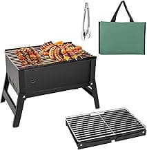 Barbecue Grill Portable & Foldable Small BBQ Grill Tailgating Essentials for Camping Traveling Picnics Garden Beach Party - Black