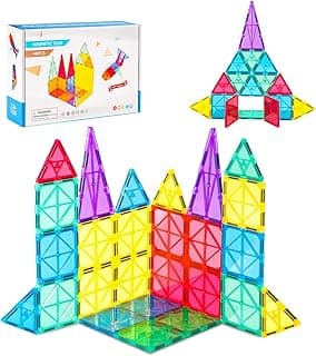 48PCS Magnetic Tiles Kids Toys STEM Magnet for Toddler Magnetic Blocks Building Toys Preschool Montessori Learning Games for 3+ Year Old Boys & Girls, Safe Educational Creative Classroom Supplies image