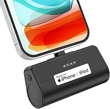 KKD Portable Charger for iPhone, Built-in MFi Certified Plug, 5000mAh Small Portable Phone Charger Power Bank for iPhone 14/13/12/11/XR/X/SE/8/7/6/6s/Pro Max/Plus,iPad,Black image