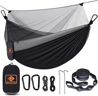 Camping Hammock with Net,Travel Portable Lightweight Hammocks with Tree Straps and Solid D-Shape Carabiners,Parachute Nylon Hammock for Outsides Backpacking Beach Backyard Patio Hiking image