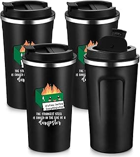 Skylety 4 Pcs Funny Dumpster Fire Gift Tumbler Emotional Support Employee Appreciation Gift Bulk for Coworker Staff Thank You 17oz Stainless Steel with Lid Dumpster Fire Desk Accessories (Green) image
