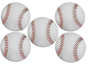 Novel Merk Sports Ball Vinyl Stickers - 3” Round Individual Decals for Laptop, Water Bottle, Party Favors, & Decor - Waterproof (Baseball 5 Pack) image