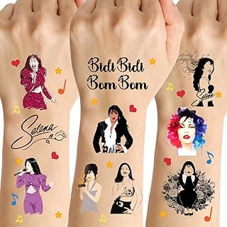 Selena Temporary Tattoos 100Pcs Selena Singer Tattoos Stickers Party decorations for Girls Kids image