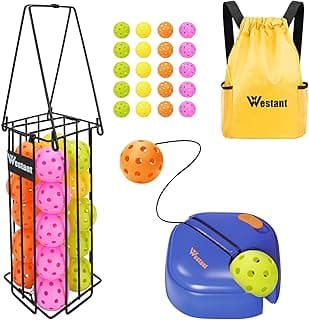 Pickleball Trainer and Pickleball Hopper Set, with Pickleball Rebounder, Pickleball Ball Holder, Backpack and 22 Outdoor Balls, Perfect for Pickleball Practice image