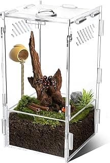 Jumping Spider Enclosure Accessories,Tarantula Enclosure,Acrylic Small Reptile Enclosure,Mini Spider Terrarium Kit,Jumping Spider Habitat, Spider Cage,Insect Terrarium image