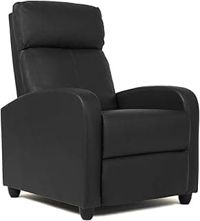 FDW Wingback Recliner Chair Leather Single Modern Sofa Home Theater Seating for Living Room,Black image