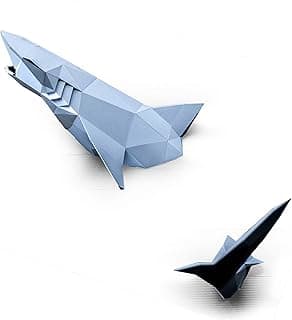 ALREADY PRE-CUT Papercraft 3D Kit DIY, Puzzle set trophy for Adult Paper Model Craft self-assembly Paper Sculpture construction toy for Home Decor, 300GSM CARDBOARD (Shark) image