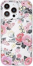 SCORPIFY for iPhone 16 Pro Case with Pink Epiphyllum Floral Design, Cute Clear Flower Phone Cover for Women Girls [10FT MIL-Grade Drop Protection] [Non Yellowing] Slim Bumper with Gold Accents