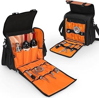 Travel Bartender Bag, Cocktail Kit Travel Carrying Bag for Bar Tools Set, Bartender Storage with Cushioned Compartments for Home Indoor Outdoor Party (Bag Only) image