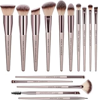 ZOREYA Makeup Brushes, 15 Pcs Professional Premium Synthetic Brush Set, Foundation Concealer Eyeshadow Blush Makeup Brush Set (Champagne Gold)