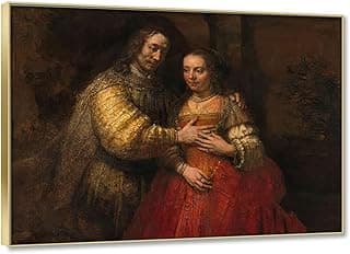 RKGHDCX Famous Painting 'The Jewish Bride'. Picture Reproduction Print On Canvas Wall Art Prints vintage Poster Ready To Hang for Living Room Decor30x42cm(12x17in) Gold frame image