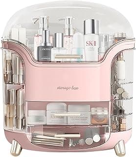 Makeup Organizer & Skincare Organizers, Cosmetic Organizer Box for Countertop with Lid & Drawers, Make Up Storage Organizer with Waterproof & Dustproof Cover, Birthday Gifts for Vanity Women Girls image