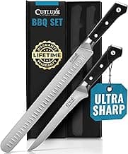 Cutluxe BBQ Carving Knife Set – Brisket Slicing and Boning Knife for Meat Cutting – Professional Knife with Razor Sharp German Steel, Full Tang, Ergonomic Handles – Artisan Series