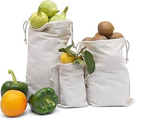 10x12" Reusable Eco friendly 100% Cotton Double Drawstring Muslin Bags "premium quality" (Natural Color)-25 count pack image