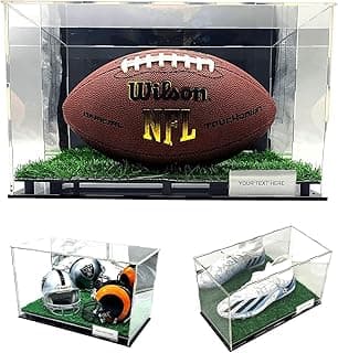 Display Case for Football Mini Helmet Shoe Sneakers Collectibles, Acrylic Clear Display UV Protection (Grass Turf) image