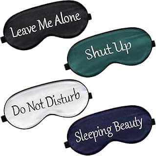 4 Pieces Funny Sleep Mask Silk Eye Mask Soft Blackout Blindfold with Adjustable Strap Sleeping Eye Cover Mask for Women Men Travel, Nap, Meditation (Black, Ink Green, Navy Blue, White) image