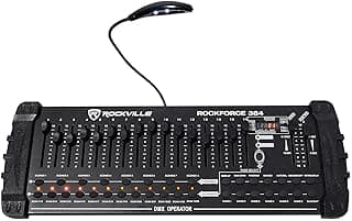 Rockville ROCKFORCE 384 Channel DMX Lighting Controller, MIDI Control, 30 Scene Banks, 6 Chases, LED Display, for DJs and Stage Lighting